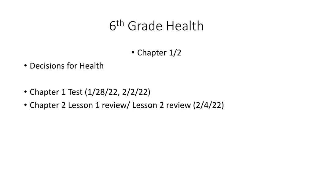 6 th grade health
