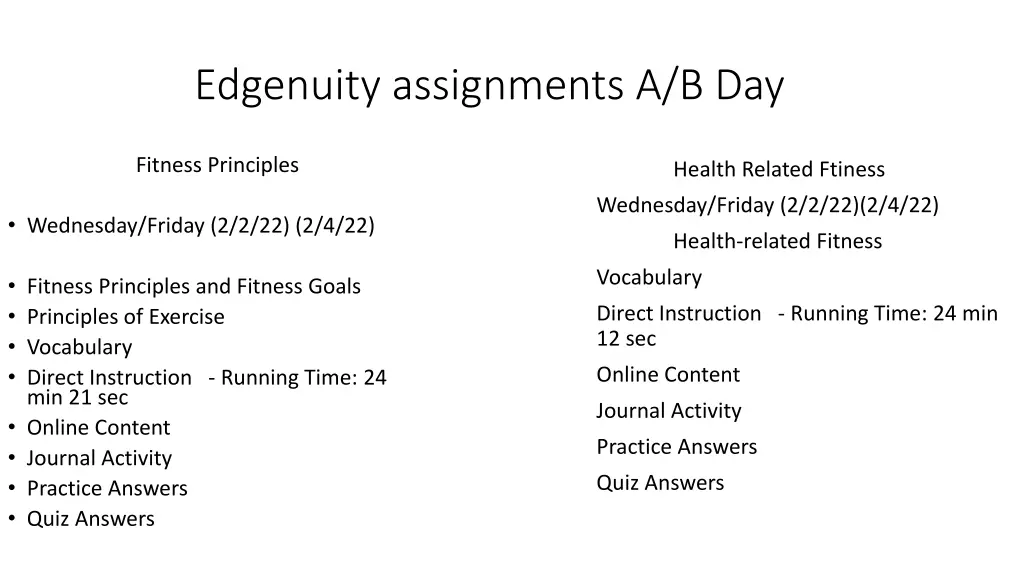 edgenuity assignments a b day