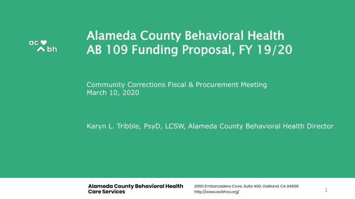 alameda county behavioral health ab 109 funding