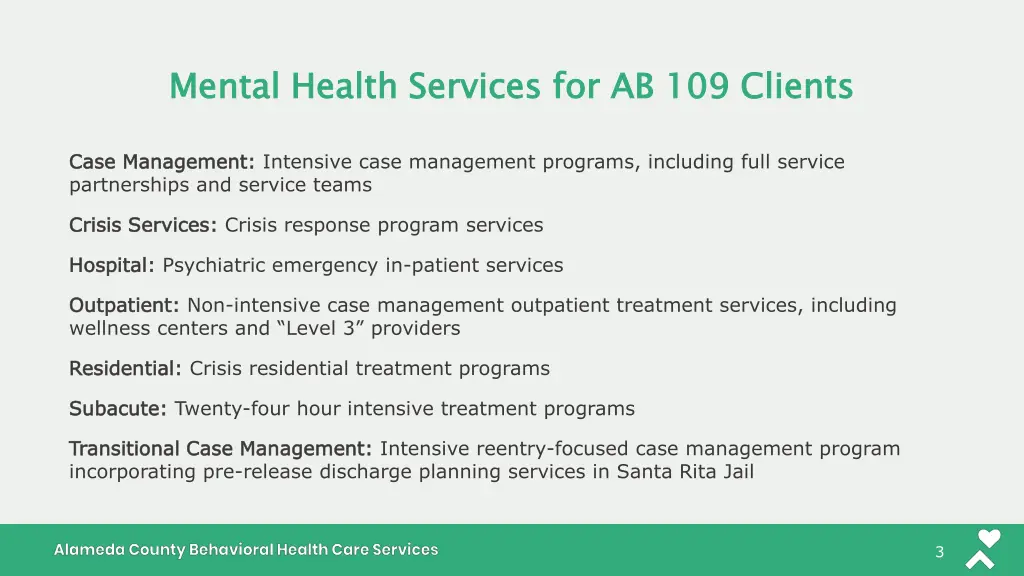 mental health services for ab 109 clients