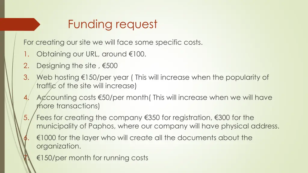 funding request