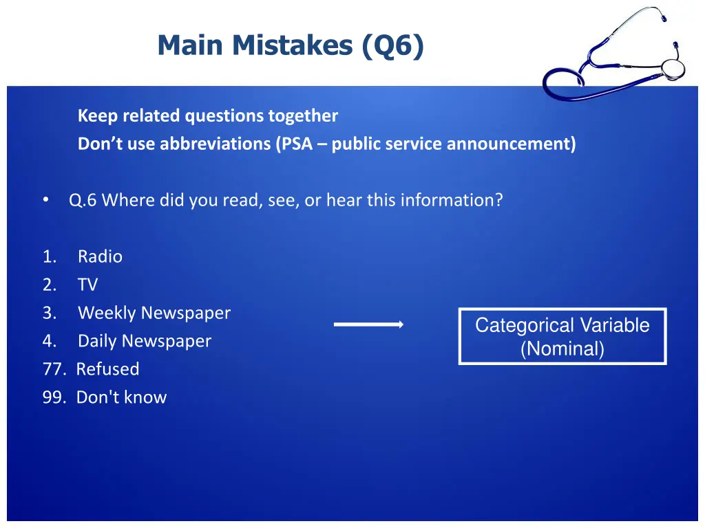 main mistakes q6
