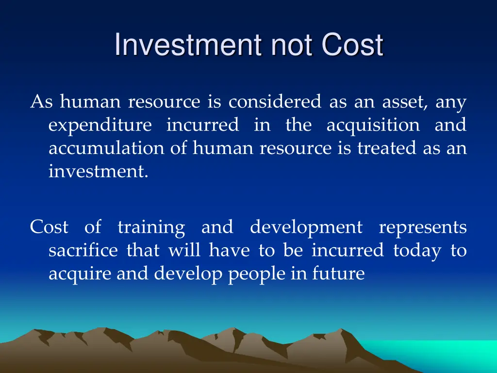 investment not cost