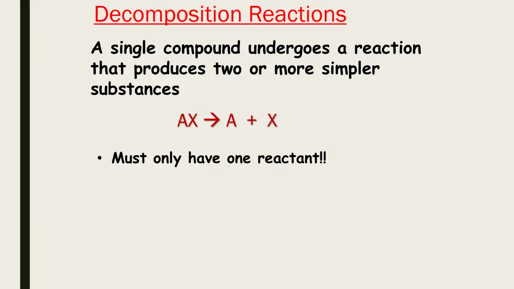 decomposition reactions a single compound