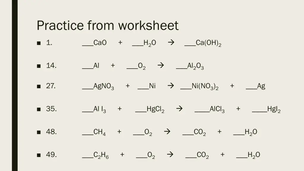 practice from worksheet