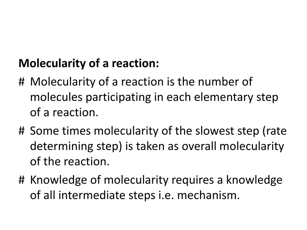 molecularity of a reaction molecularity