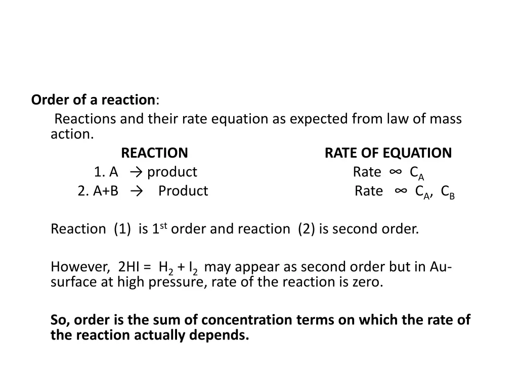 order of a reaction reactions and their rate