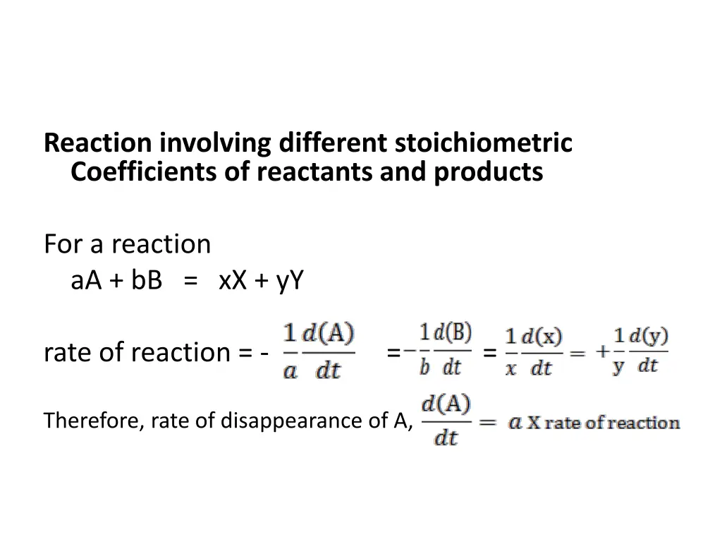 reaction involving different stoichiometric