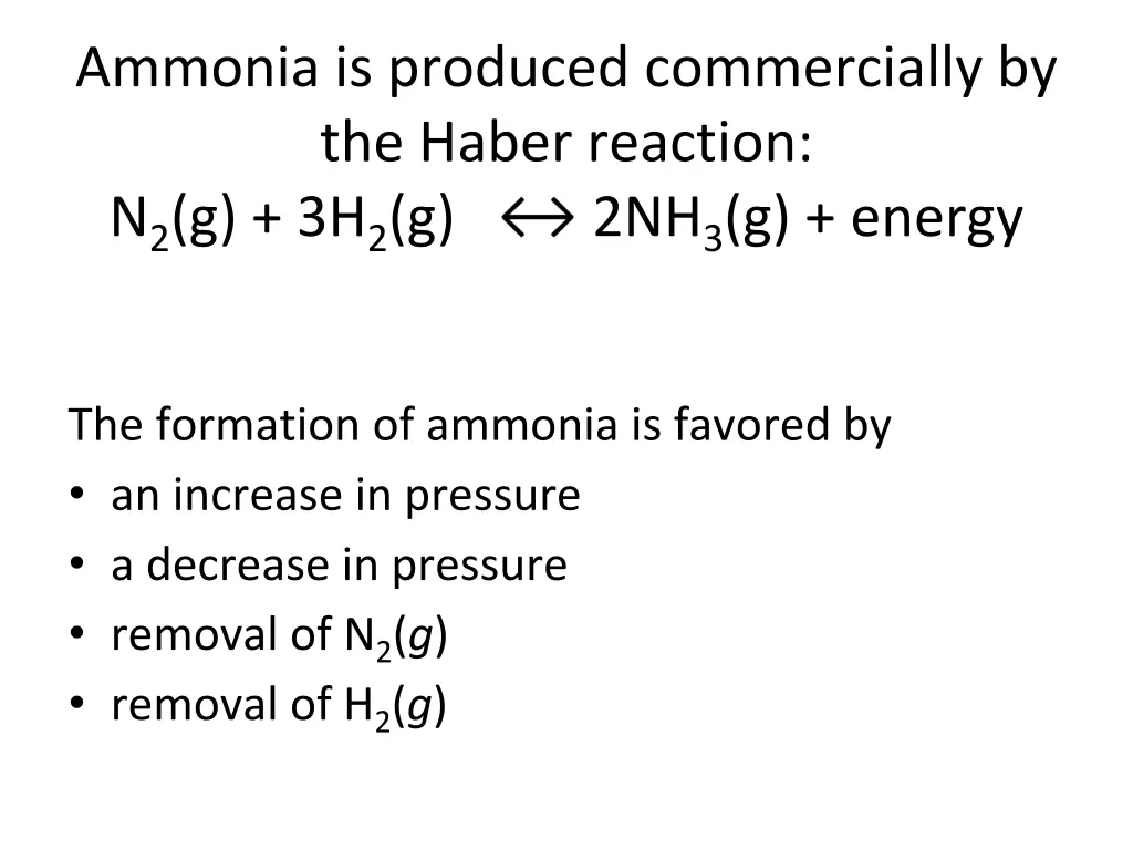 ammonia is produced commercially by the haber