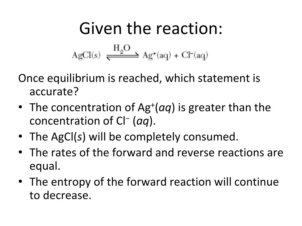 given the reaction 1