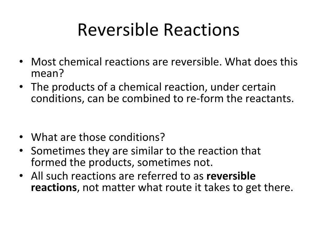 reversible reactions