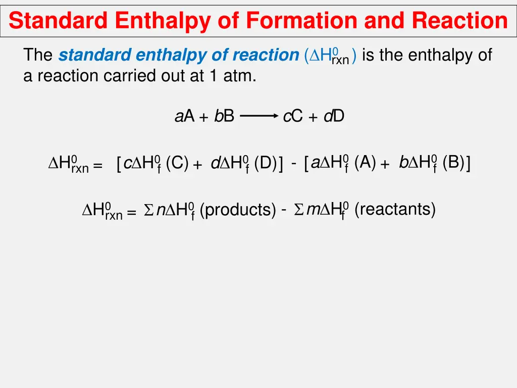 standard enthalpy of formation and reaction 2