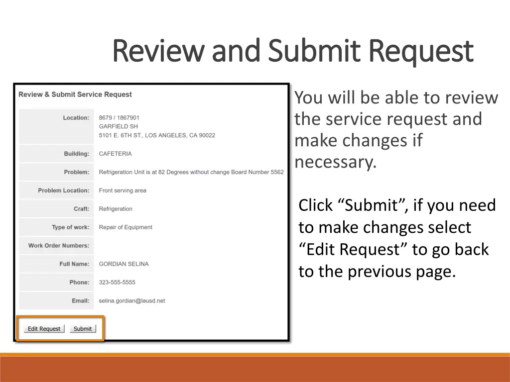 review and submit request review and submit