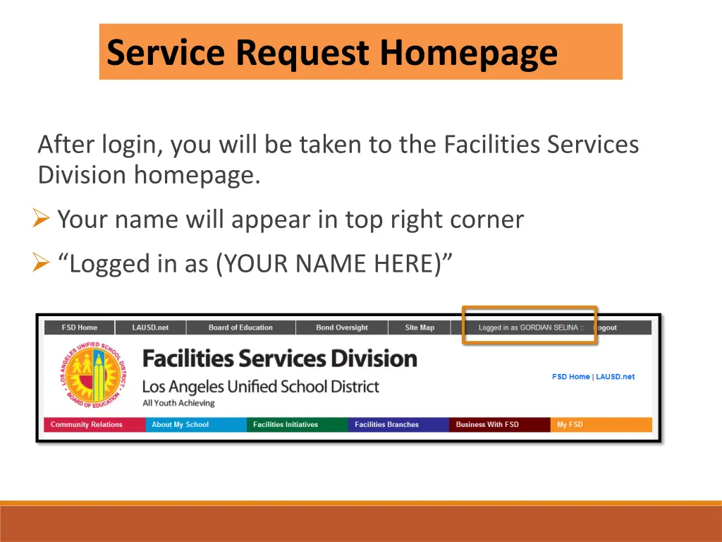 service request homepage