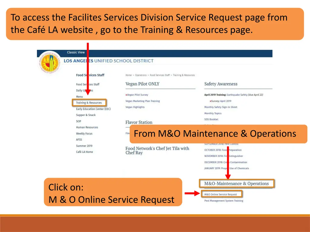 to access the facilites services division service