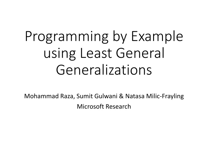 programming by example using least general