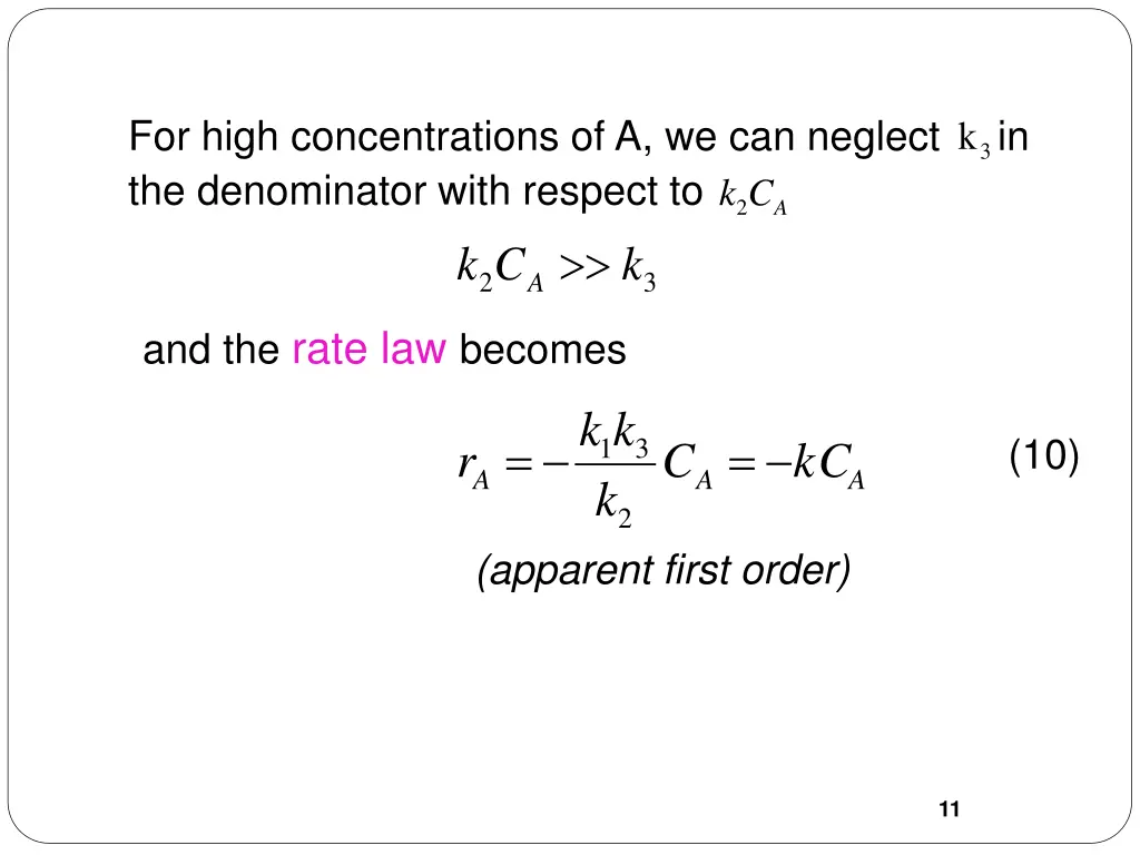 for high concentrations of a we can neglect