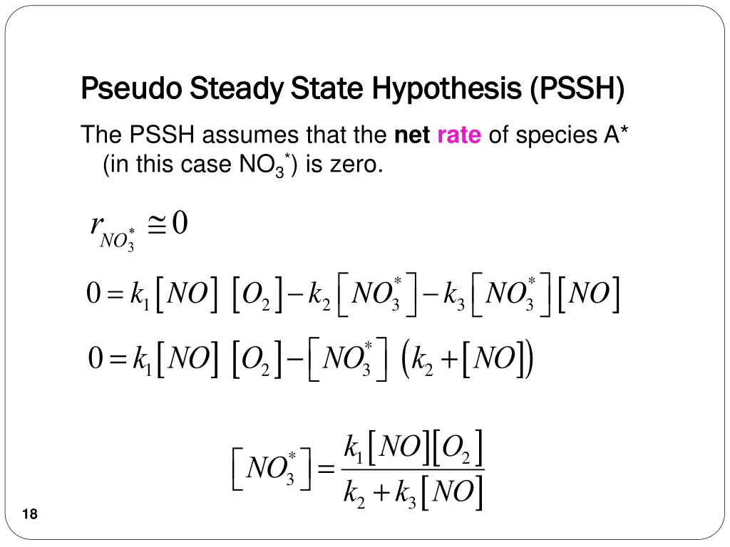 pseudo steady state hypothesis pssh pseudo steady