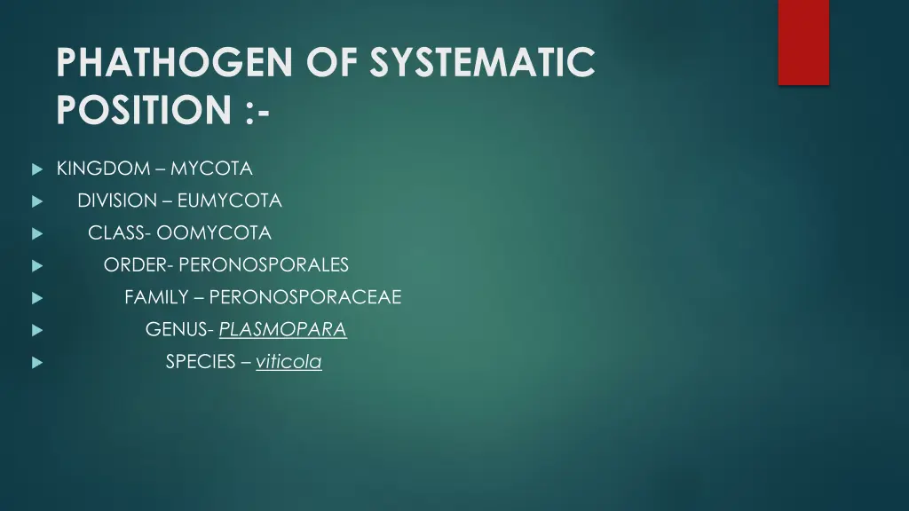 phathogen of systematic position