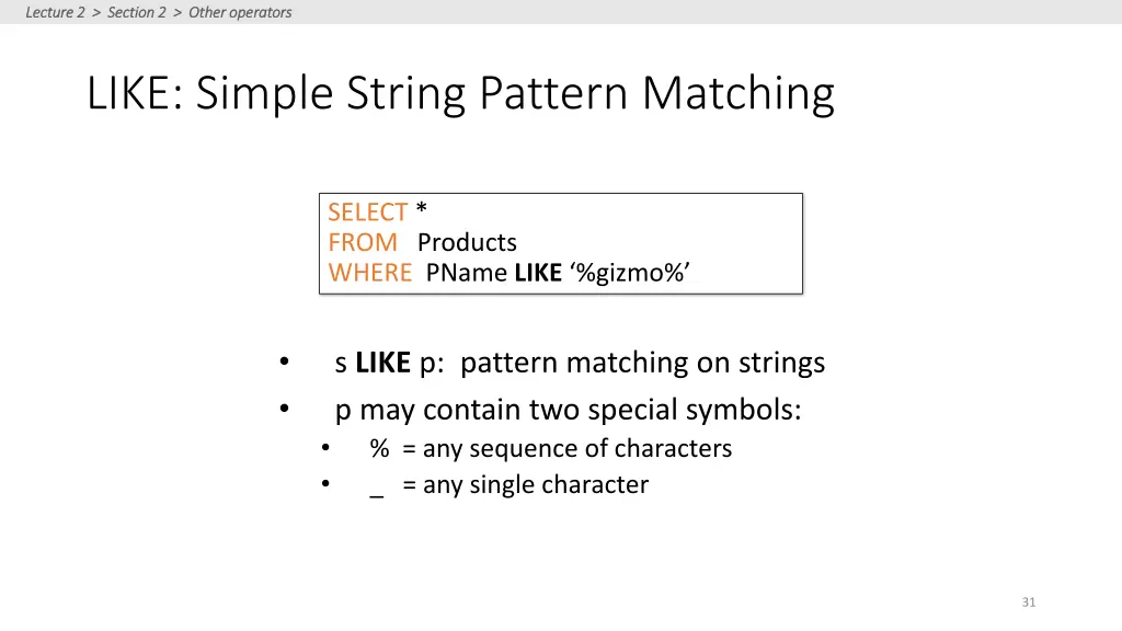 lecture 2 section 2 other operators lecture