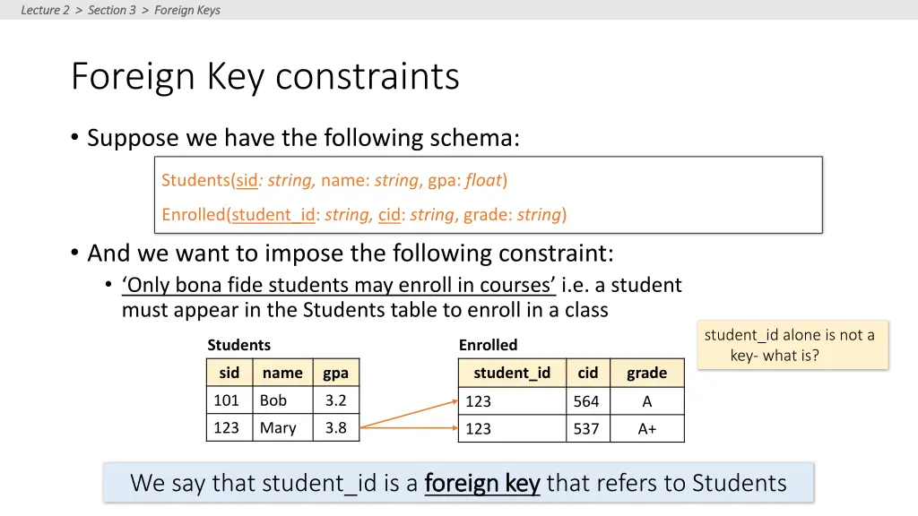 lecture 2 section 3 foreign keys lecture