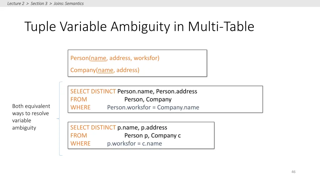 lecture 2 section 3 joins semantics lecture 1