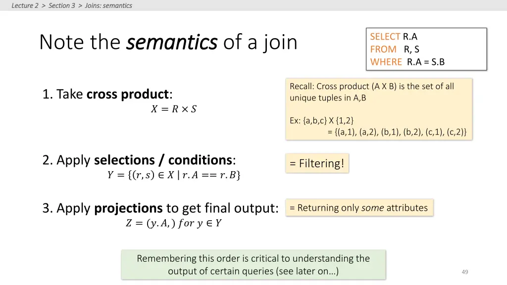 lecture 2 section 3 joins semantics lecture 4