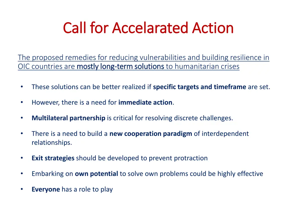call for accelarated action call for accelarated