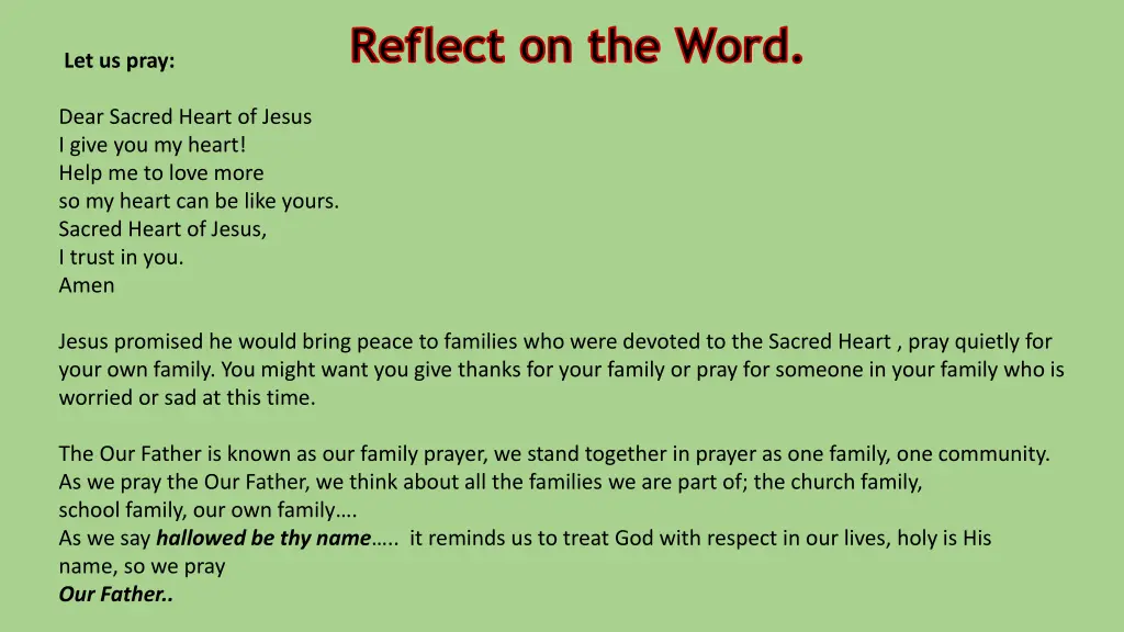 reflect on the word 1