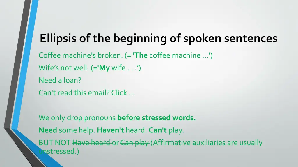 ellipsis of the beginning of spoken sentences 1