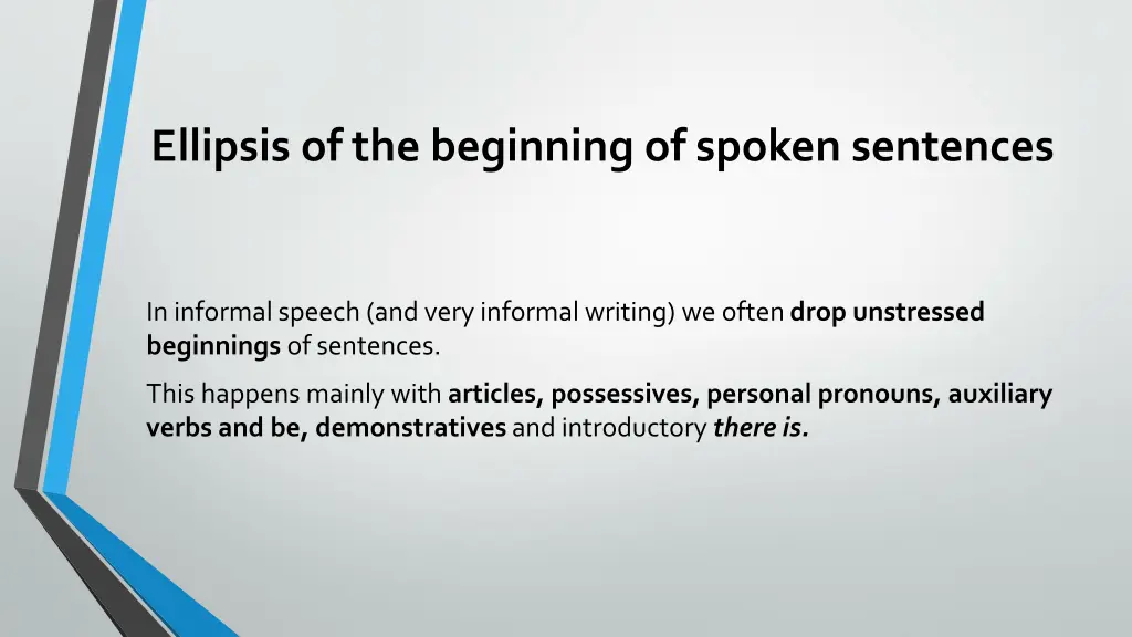 ellipsis of the beginning of spoken sentences