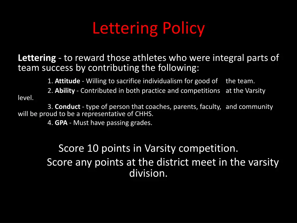 lettering policy