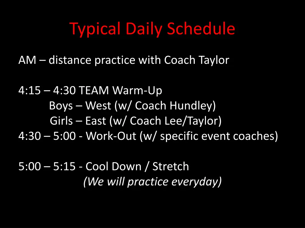 typical daily schedule