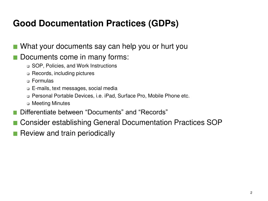 good documentation practices gdps