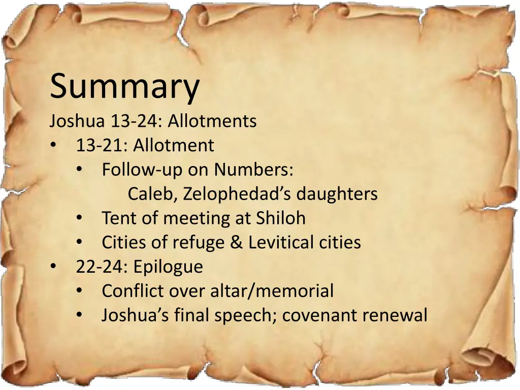 summary joshua 13 24 allotments 13 21 allotment