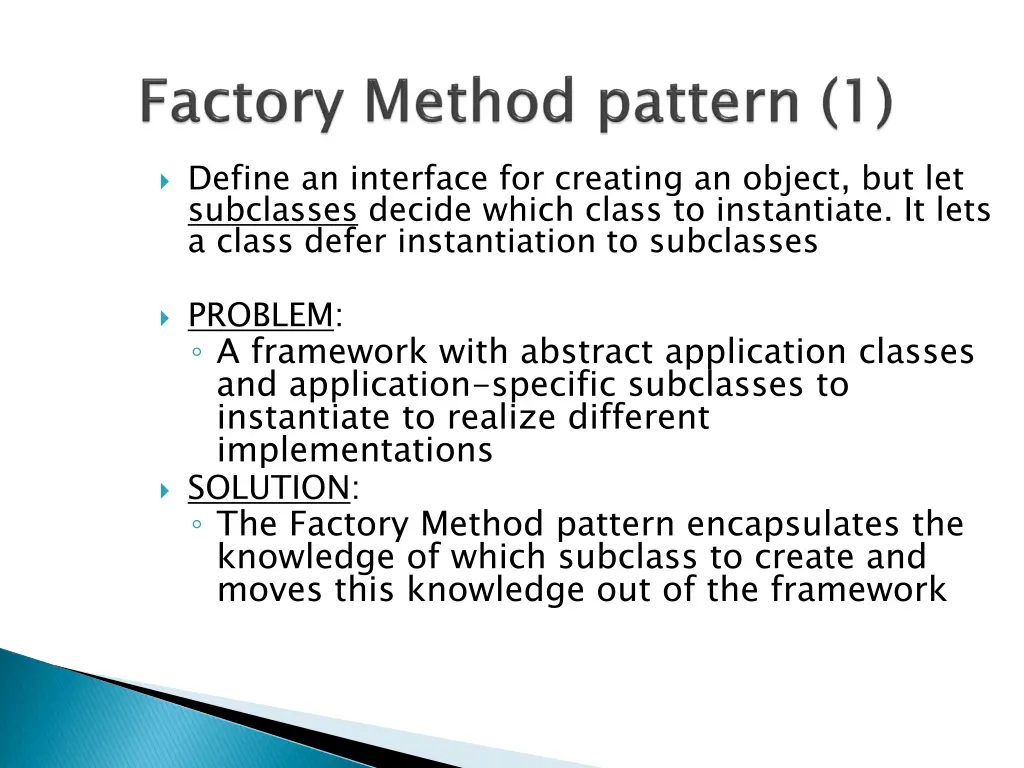 define an interface for creating an object 1