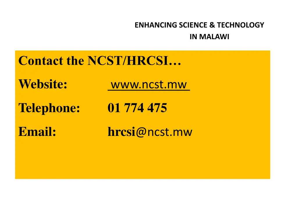 enhancing science technology in malawi