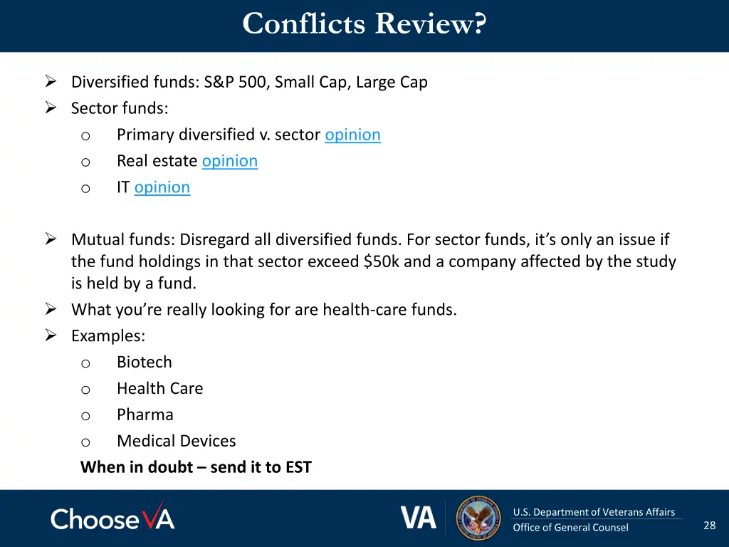 conflicts review