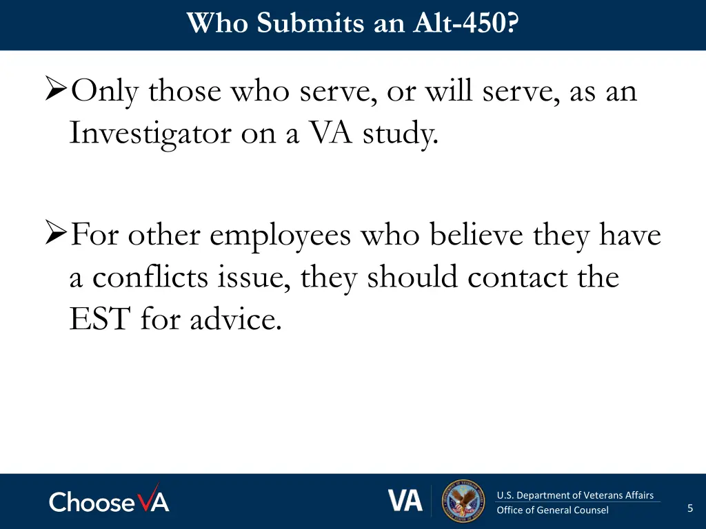 who submits an alt 450