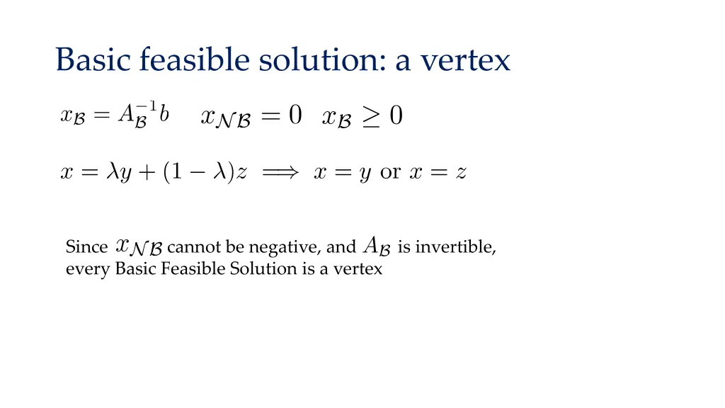 basic feasible solution a vertex