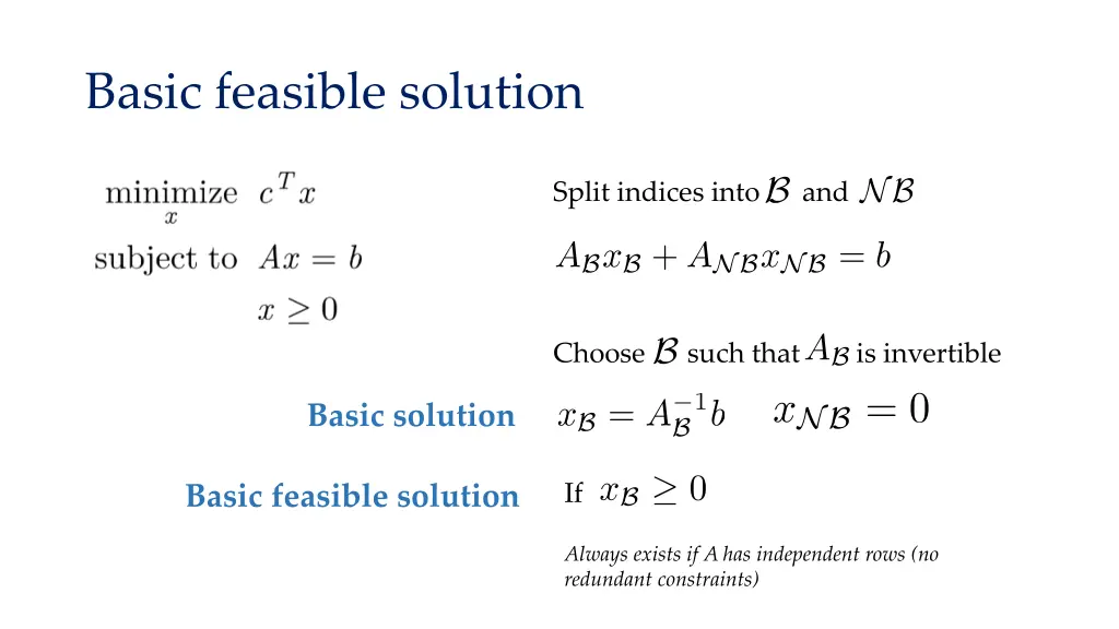 basic feasible solution
