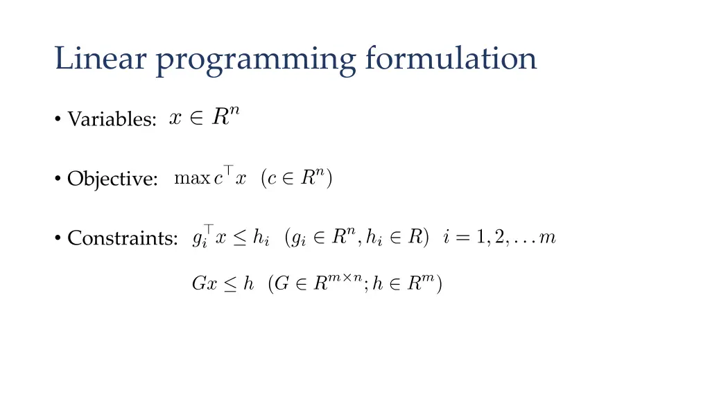 linear programming formulation