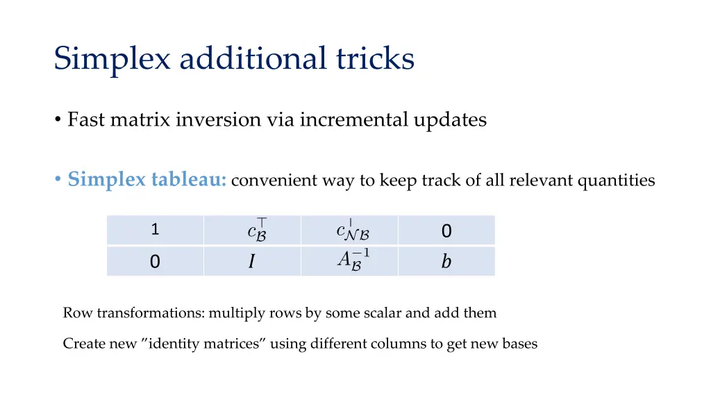 simplex additional tricks