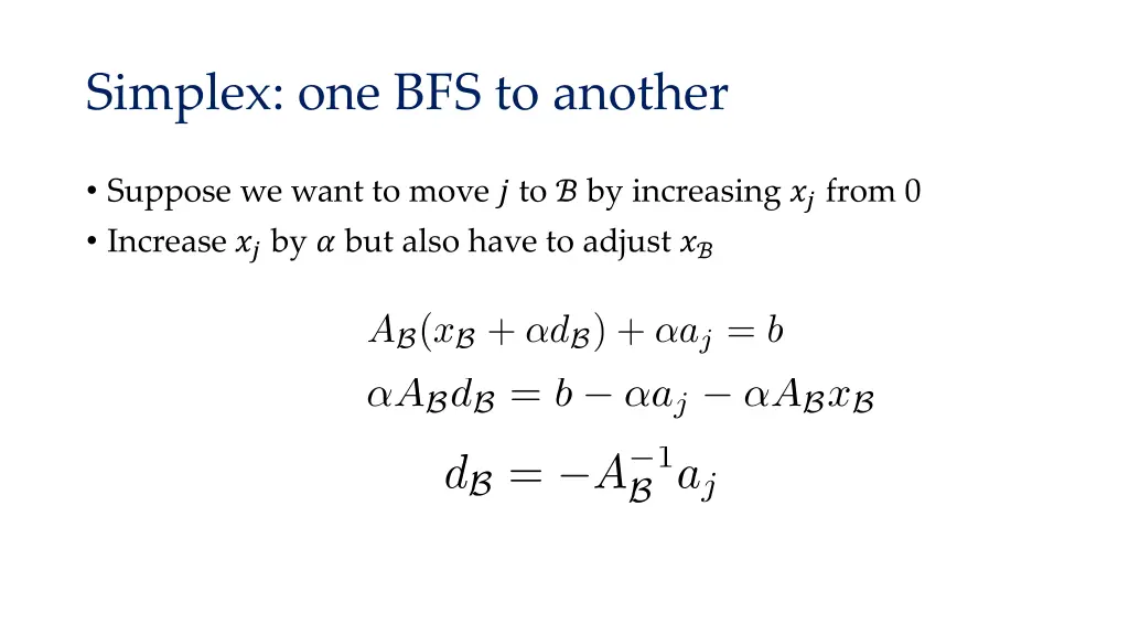 simplex one bfs to another
