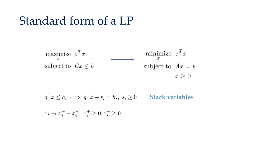 standard form of a lp