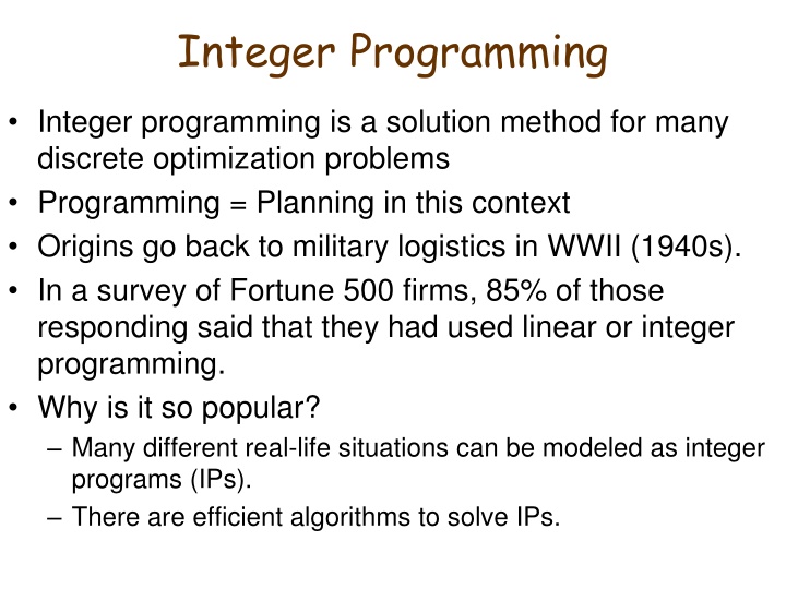 integer programming