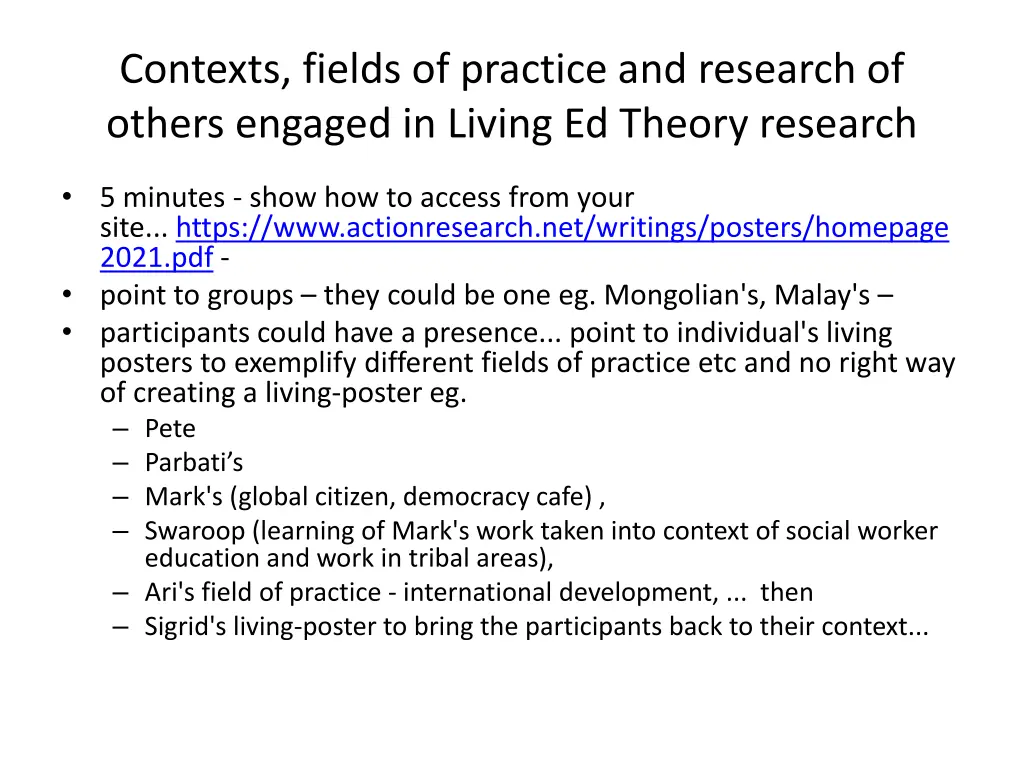 contexts fields of practice and research