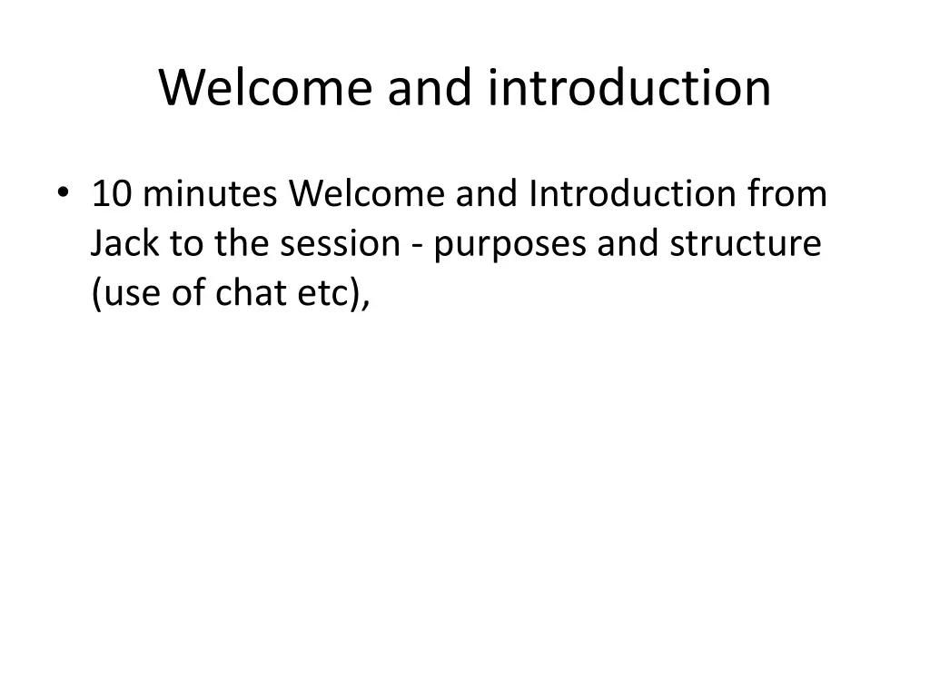 welcome and introduction