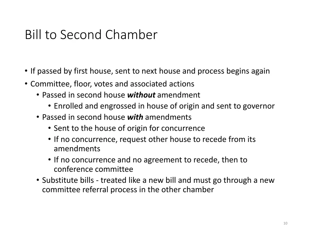bill to second chamber