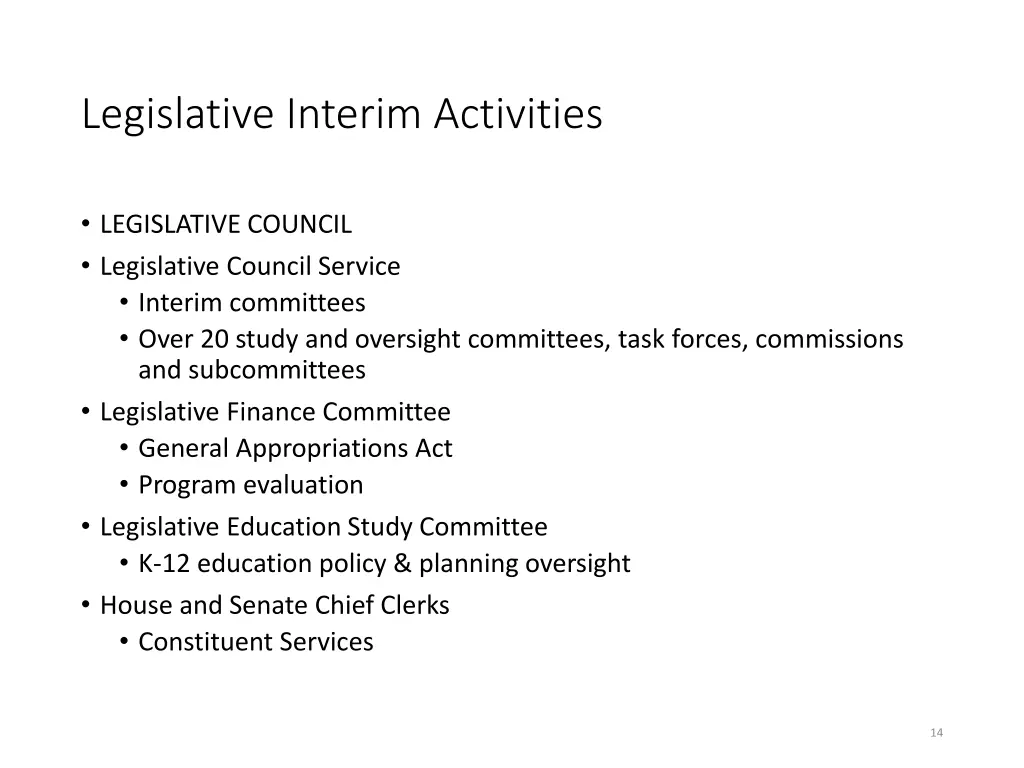 legislative interim activities